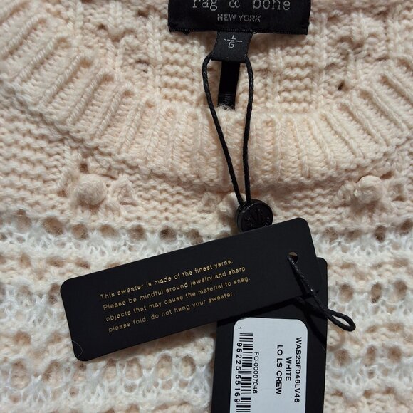 Rag & Bone Womens Lo Pointelle-Knit Wool Blend Sweater Sz L  Natural Minimalist - Picture 7 of 8